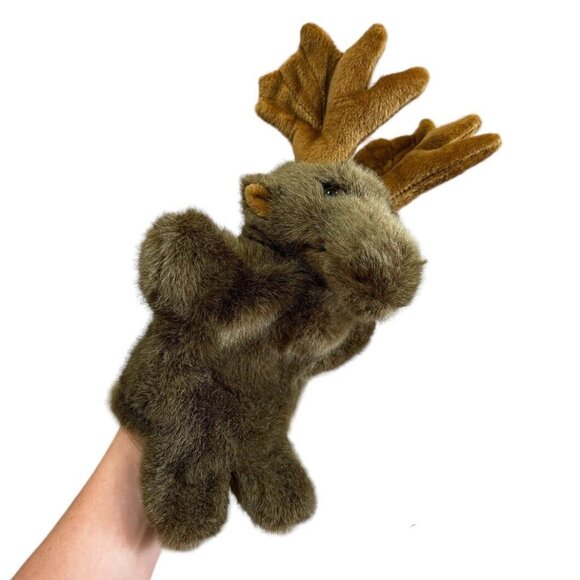 Jaag Plush Hand Puppet Moose Deer W Antlers Pretend Play Preschool Stuffed Toy - Picture 1 of 6